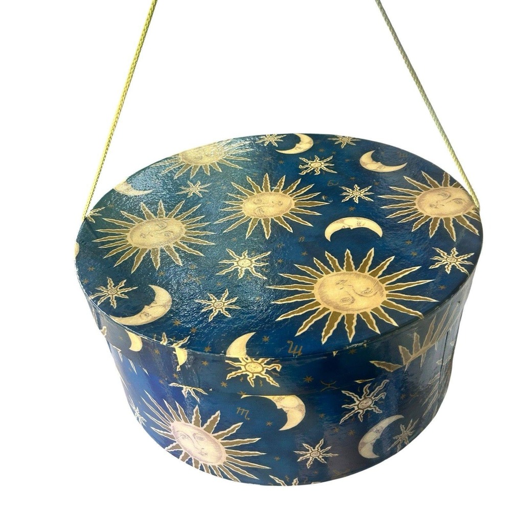 Rare Vintage Y2K/90s Celestial Sun & Moon Hat Box 16 Inch Tri-Coastal Designs